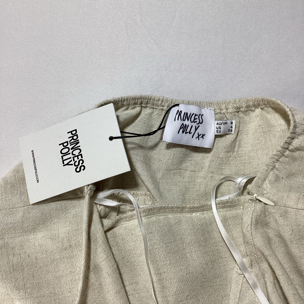 Princess Polly Beige Viscose/Linen Halter Romper - Picture 6 of 12